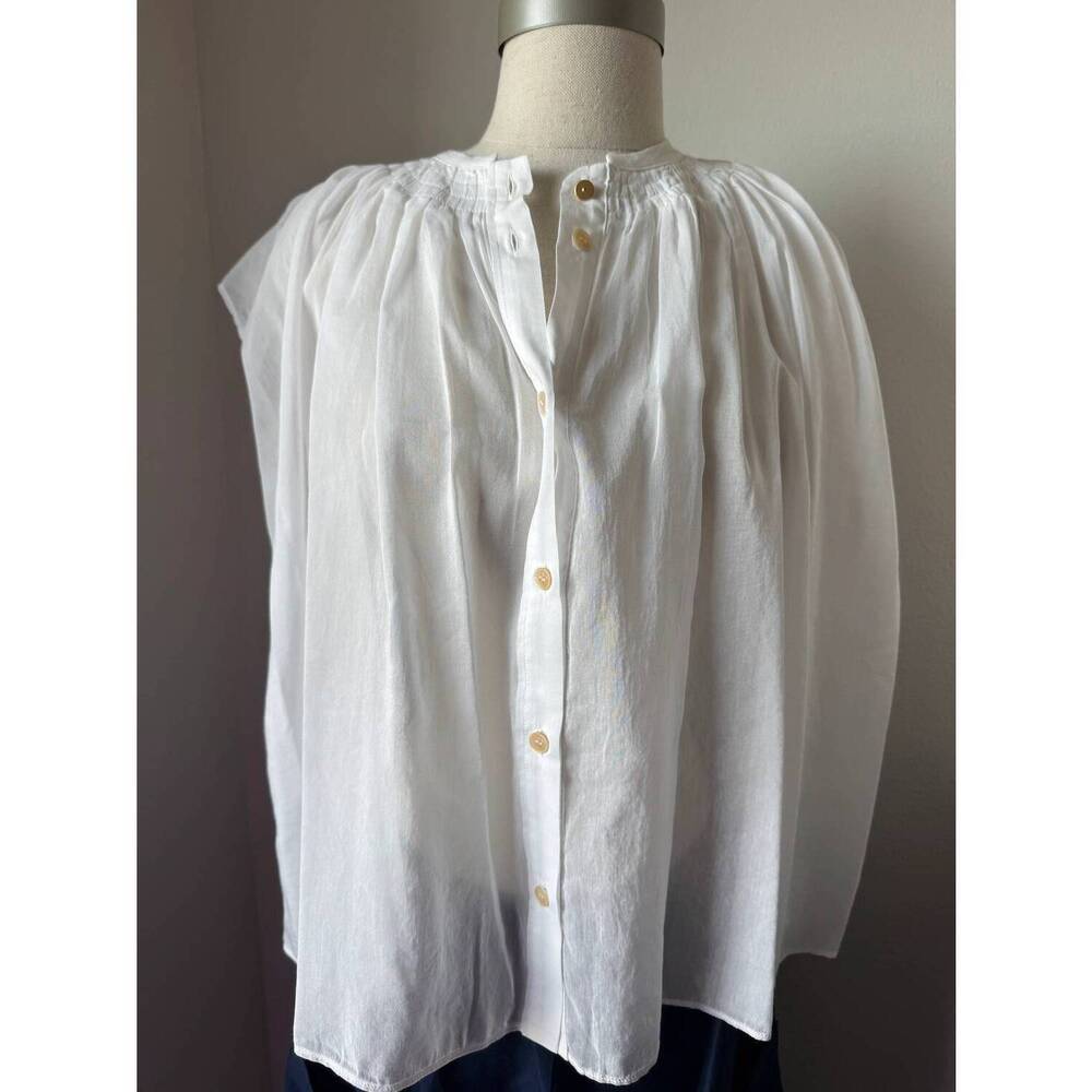 NEW FORTE FORTE women's voile sleeveless bohemian shirt in white